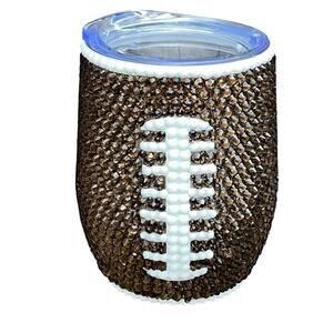 Luxury Custom Rhinestone Bling Wine Tumbler Football Gift Coach Mom Theme 12 oz